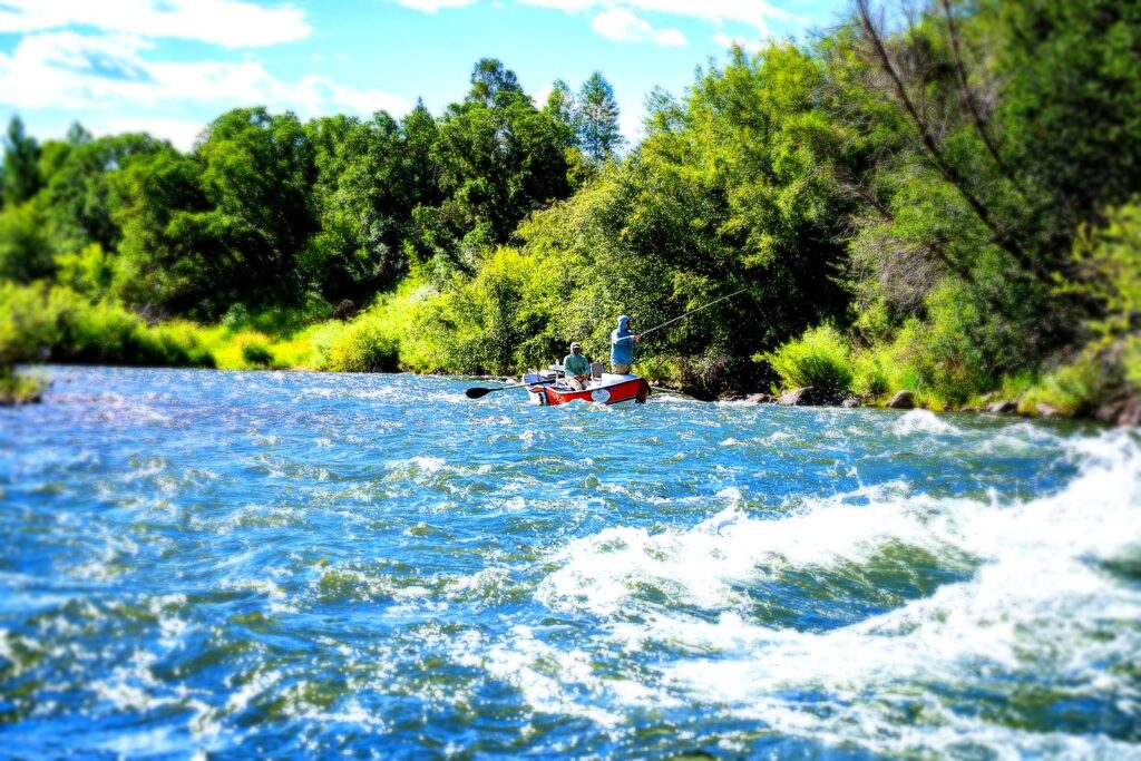 Guided fly fishing trip on the Frying Pan River with Colorado fly fishing guides in clear flowing water